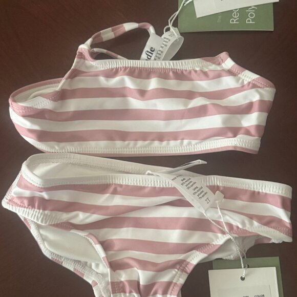 Andie Kids Toddler Girl AK002 Rose Stripe Bikini Swim Set Size 2T - Picture 3 of 5